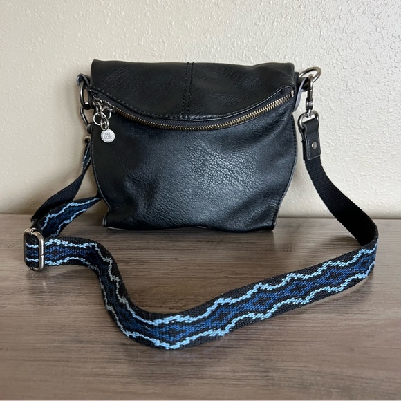 The Sak Handbags - The Sak Flap Crossbody Bag Purse Black Adjustable Boho Blue Strap *Read *Flaw